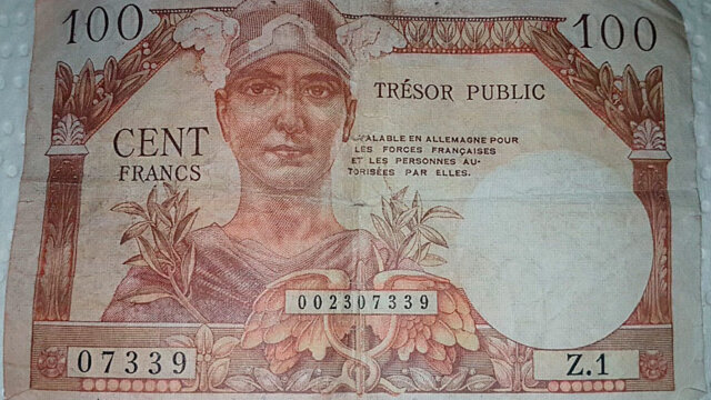 100 francs Trésor Public type 1955