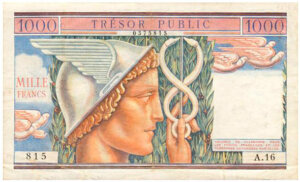 1000 francs Trésor Public type 1955