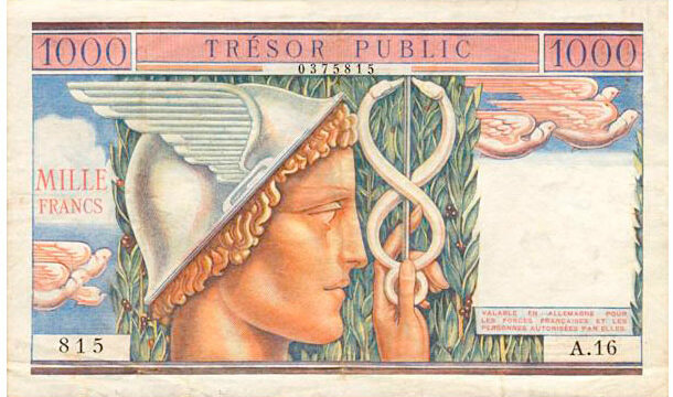 1000 francs Trésor Public type 1955