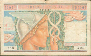 1000 francs Trésor Public type 1955