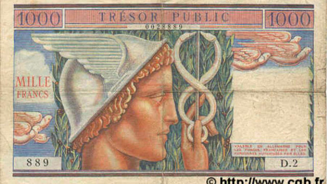 1000 francs Trésor Public type 1955