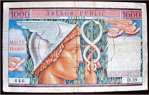 1000 francs Trésor Public type 1955