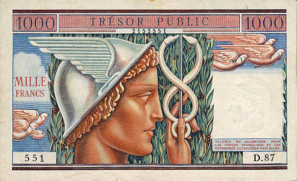 1000 francs Trésor Public type 1955