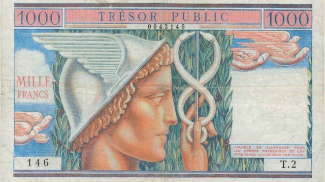 1000 francs Trésor Public type 1955