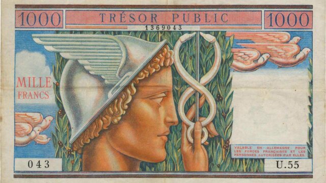 1000 francs Trésor Public type 1955