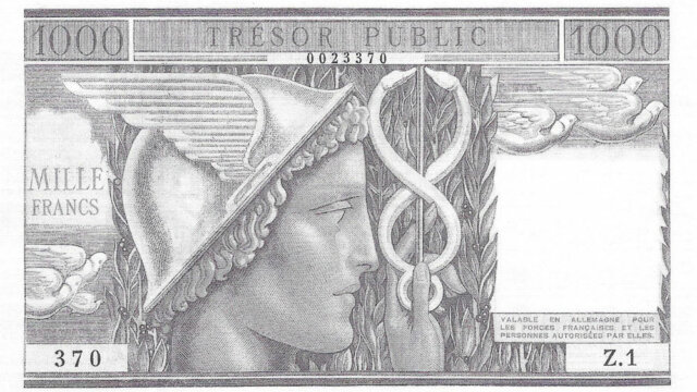 1000 francs Trésor Public type 1955