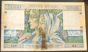 5000 francs Trésor Public type 1955