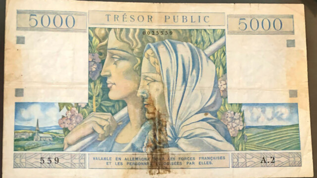 5000 francs Trésor Public type 1955