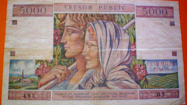 5000 francs Trésor Public type 1955