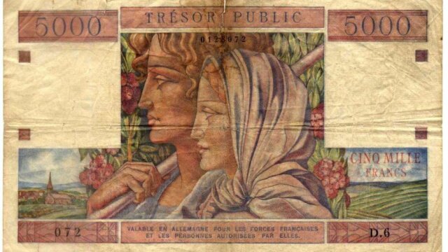 5000 francs Trésor Public type 1955