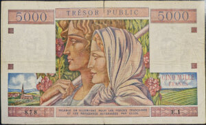 5000 francs Trésor Public type 1955