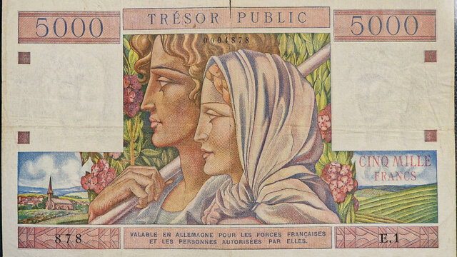 5000 francs Trésor Public type 1955