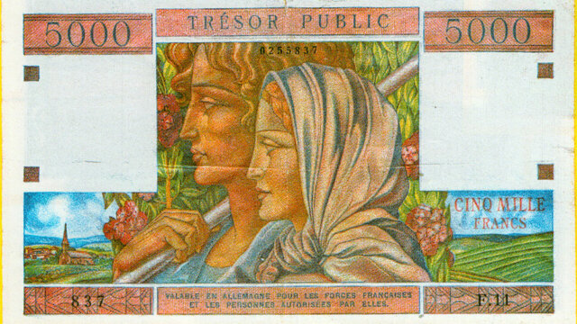 5000 francs Trésor Public type 1955