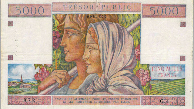 5000 francs Trésor Public type 1955