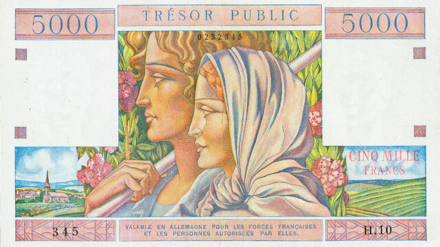 5000 francs Trésor Public type 1955