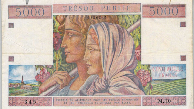 5000 francs Trésor Public type 1955