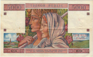 5000 francs Trésor Public type 1955