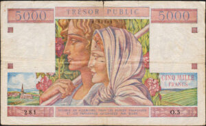 5000 francs Trésor Public type 1955