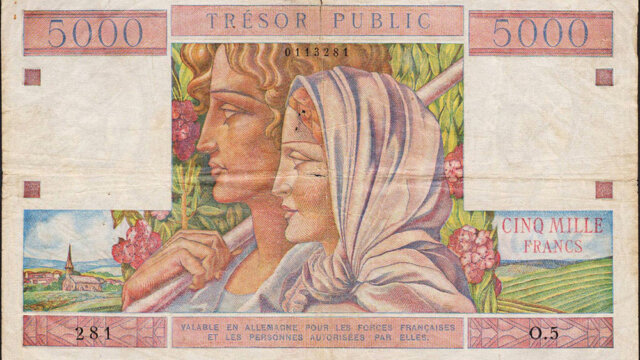 5000 francs Trésor Public type 1955