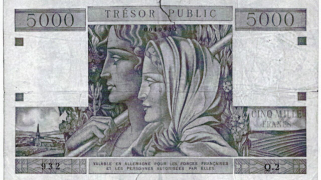 5000 francs Trésor Public type 1955