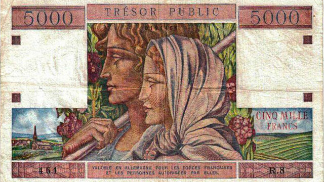 5000 francs Trésor Public type 1955