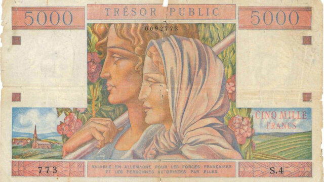 5000 francs Trésor Public type 1955