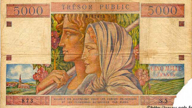 5000 francs Trésor Public type 1955