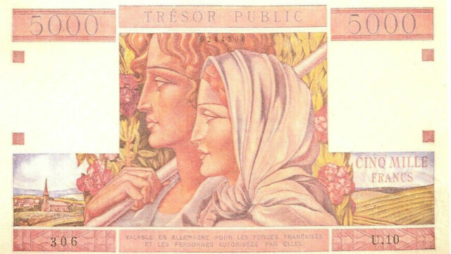 5000 francs Trésor Public type 1955