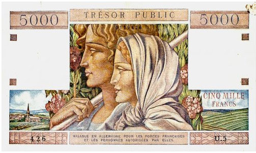 5000 francs Trésor Public type 1955