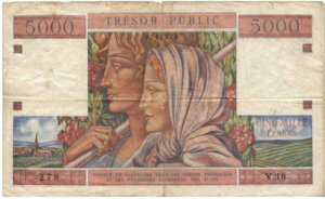 5000 francs Trésor Public type 1955