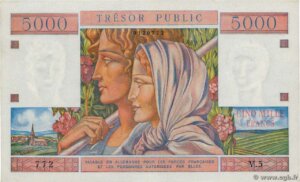 5000 francs Trésor Public type 1955