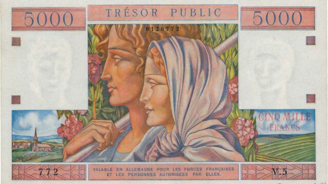 5000 francs Trésor Public type 1955