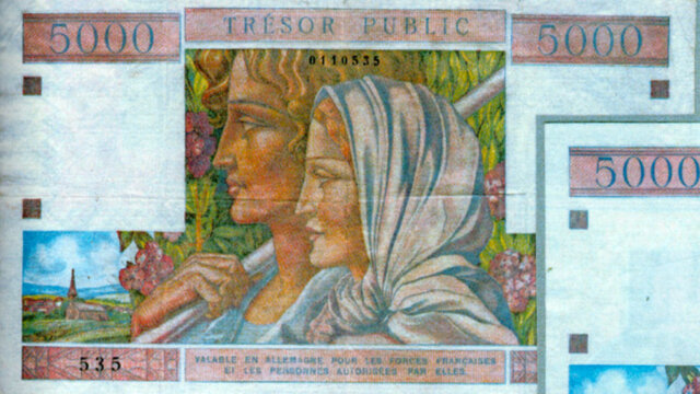 5000 francs Trésor Public type 1955