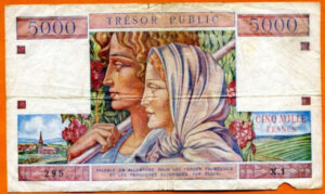 5000 francs Trésor Public type 1955