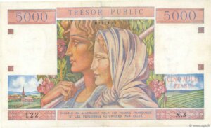 5000 francs Trésor Public type 1955