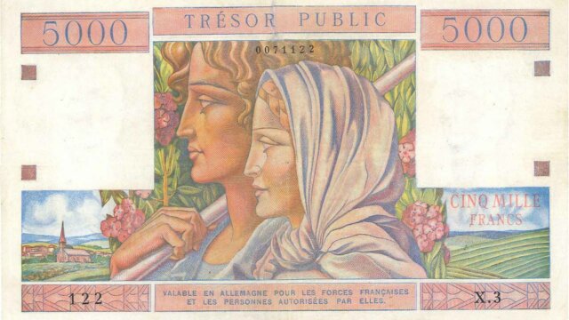 5000 francs Trésor Public type 1955