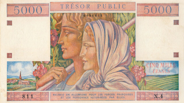 5000 francs Trésor Public type 1955