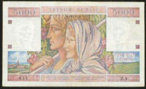 5000 francs Trésor Public type 1955