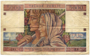 5000 francs Trésor Public type 1955