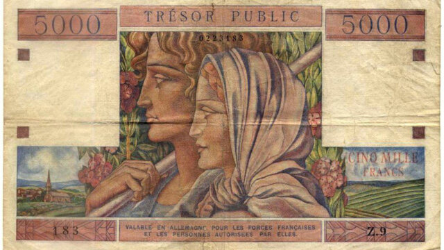 5000 francs Trésor Public type 1955