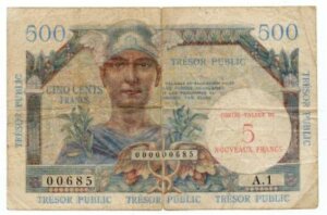 5NF sur 500 francs Trésor Public type 1960