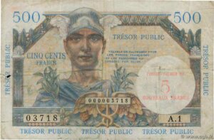 5NF sur 500 francs Trésor Public type 1960