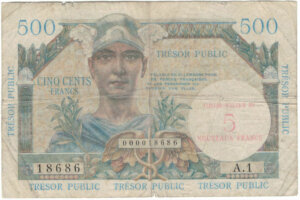 5NF sur 500 francs Trésor Public type 1960