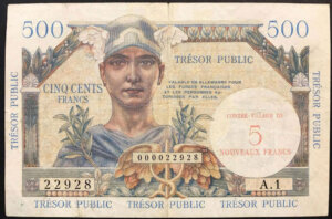 5NF sur 500 francs Trésor Public type 1960