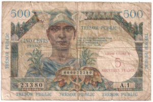 5NF sur 500 francs Trésor Public type 1960