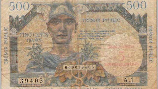 5NF sur 500 francs Trésor Public type 1960