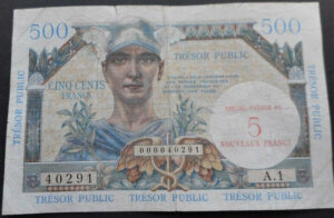 5NF sur 500 francs Trésor Public type 1960