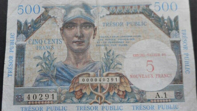 5NF sur 500 francs Trésor Public type 1960