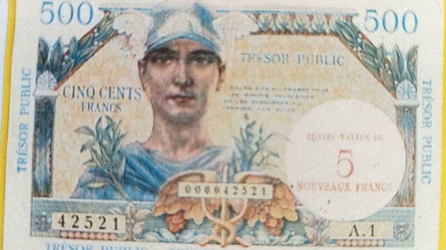 5NF sur 500 francs Trésor Public type 1960