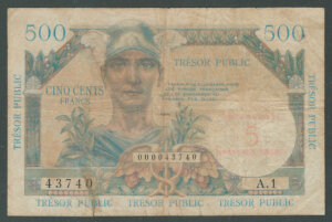 5NF sur 500 francs Trésor Public type 1960